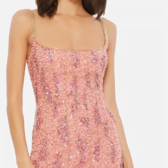 MAC DUGGAL 10696 SEQUIN COLUMN PINK GOWN sz 6 - Picture 2 of 3